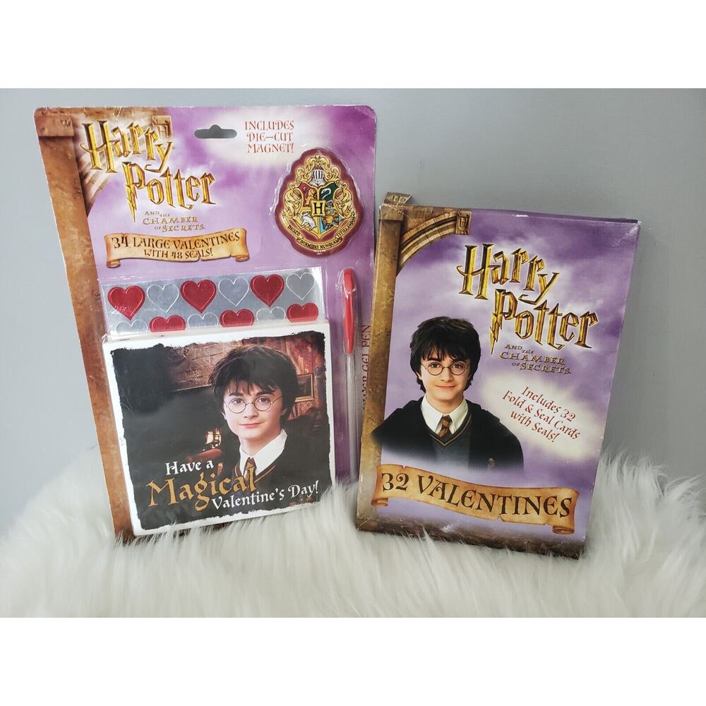 Lot 2 Harry Potter Chamber‎ of Secrets Valentine Cards Pen Stickers Magnet New